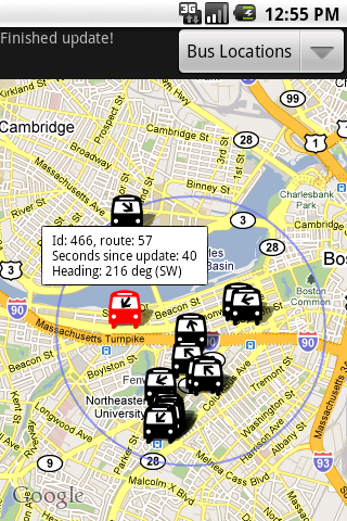 screen shot of BostonBusMap app